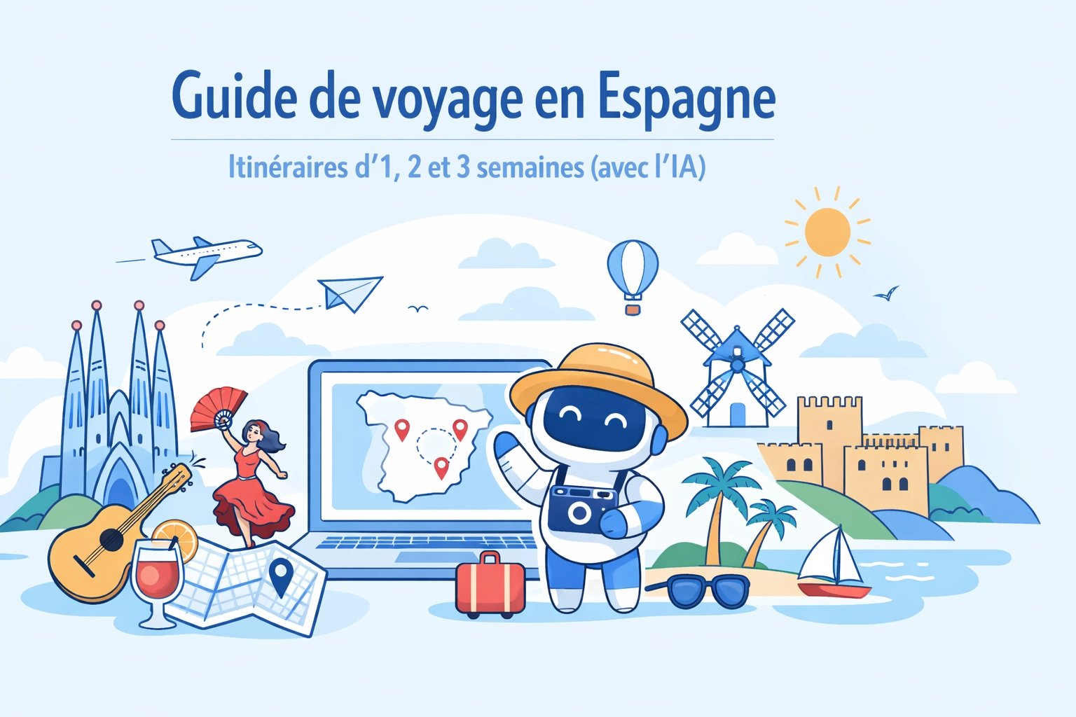 Guide de voyage en Espagne : Itinéraires d'1, 2 et 3 semaines (avec l'IA), guide de voyage : Espagne