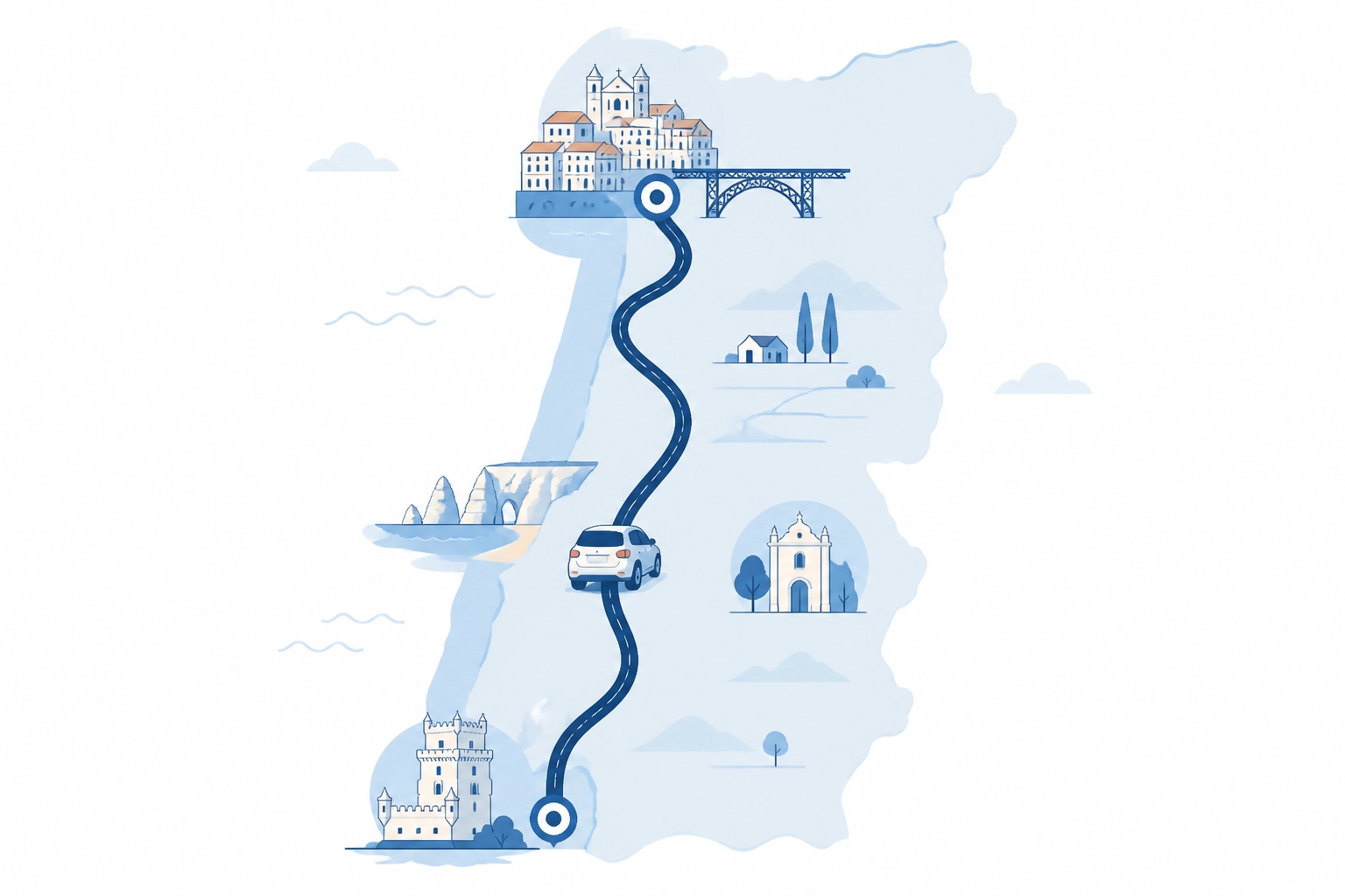 Route à travers le Portugal : de Lisbonne à Porto avec votre copilote intelligent, guide de voyage : Portugal